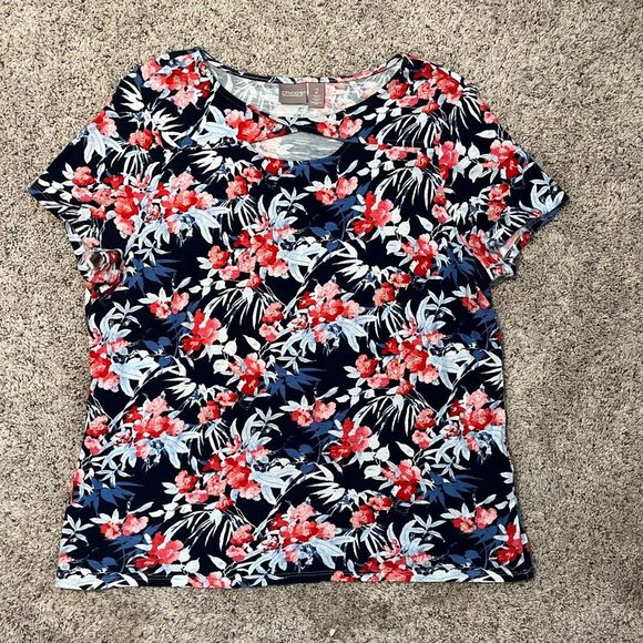 Chicos Flora Cotton Multi-Color T-Shirt Size Large - Picture 1 of 6